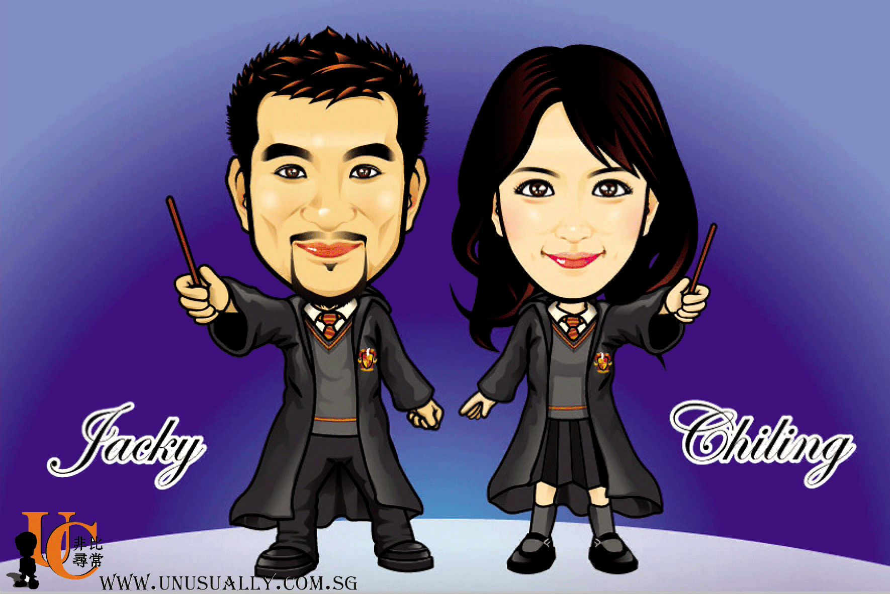 Digital Caricature Drawing - Harry Porter Couple Theme